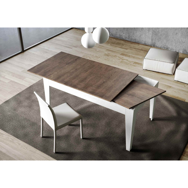Tavolo allungabile 90x120/180 cm Cico Mix piano Bianco Spatolato - base Antracite Spatolato
