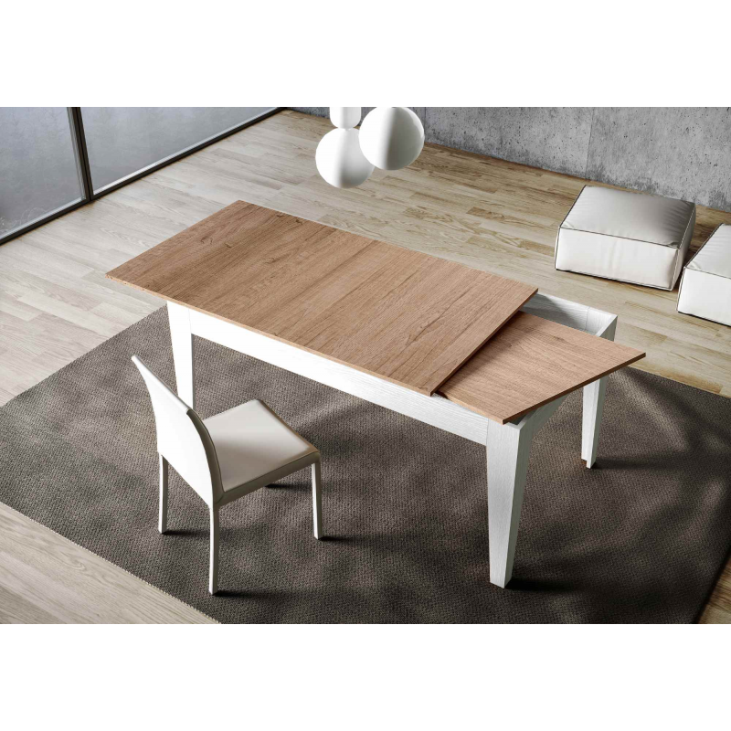 Tavolo allungabile 90x160/220 cm Cico Mix piano Bianco Spatolato - base Antracite Spatolato