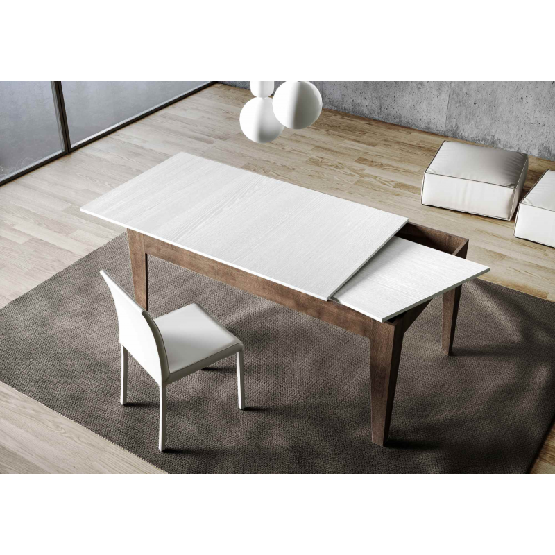 Tavolo allungabile 90x160/220 cm Cico Mix piano Bianco Spatolato - base Antracite Spatolato