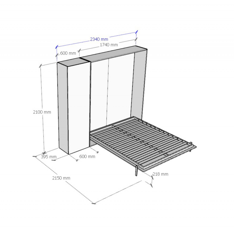 Letto a scomparsa 160 verticale Kentaro con colonna