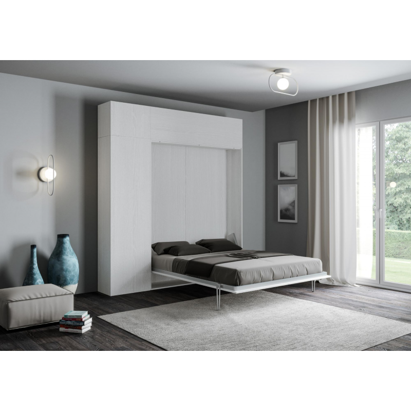 Letto a scomparsa 160 verticale Kentaro con colonna e pensili