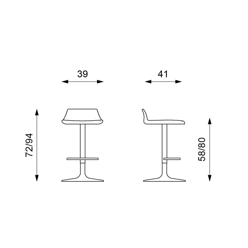 set da 2 Sgabello in polipropilene Fred 39cm X 41cm H 72/94cm Stones