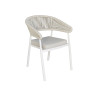 Sedia Perugia contract alluminio bianco e corda beige Moia