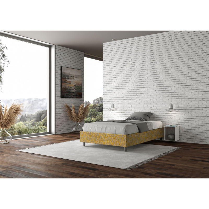 Letto Sommier imbottito 1 piazza e mezza 120x190 cm tessuto Era Azelia