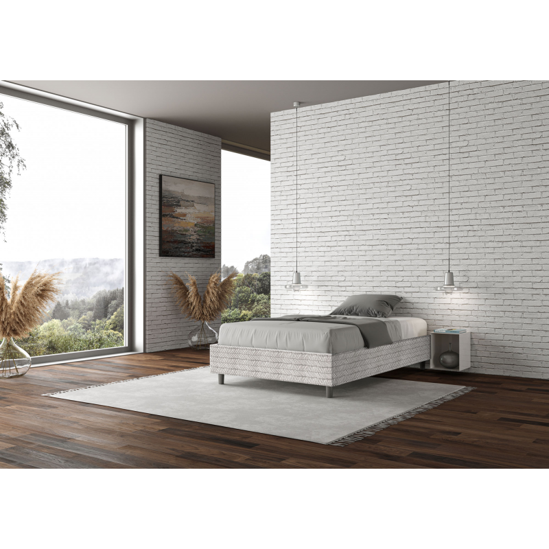 Letto Sommier imbottito 1 piazza e mezza 120x190 cm tessuto Aragona Azelia