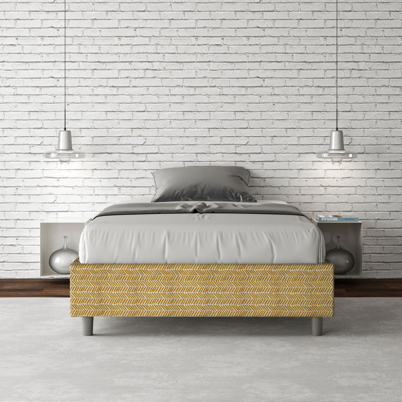Letto Sommier imbottito 1 piazza e mezza 120x190 cm tessuto Aragona Azelia