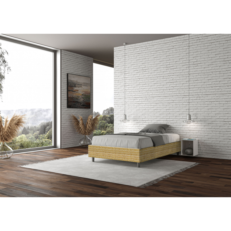 Letto Sommier imbottito 1 piazza e mezza 120x190 cm tessuto Aragona Azelia
