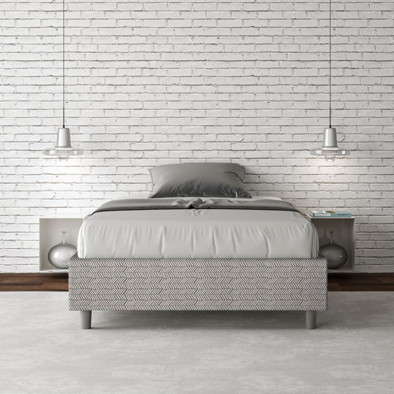 Letto Sommier imbottito 1 piazza e mezza 120x210 cm tessuto Aragona Azelia