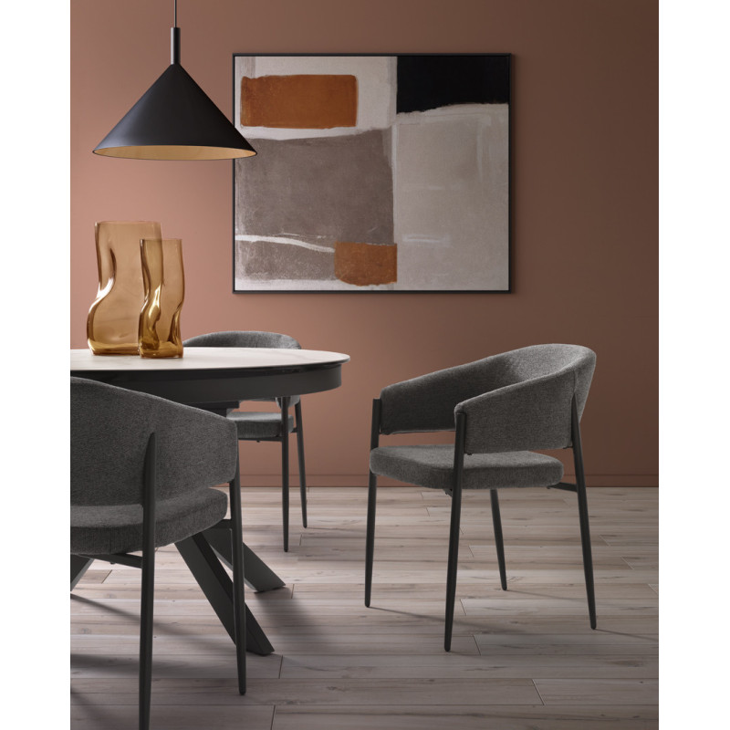 Set di 2 Sedie in tessuto easy-clean Gambe in metallo verniciato Maya 59.5cm X 54cm H 78.5cm Stones