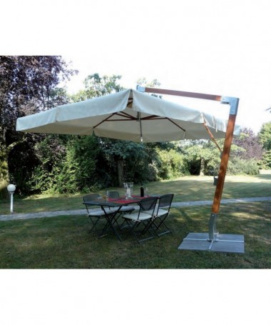 Ombrellone palo laterale Fibrasol wood Made in Italy - 300 x 400 cm