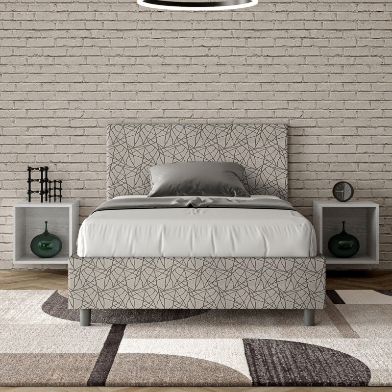 Letto imbottito 1 piazza e mezza 120x190 cm tessuto Era Adele