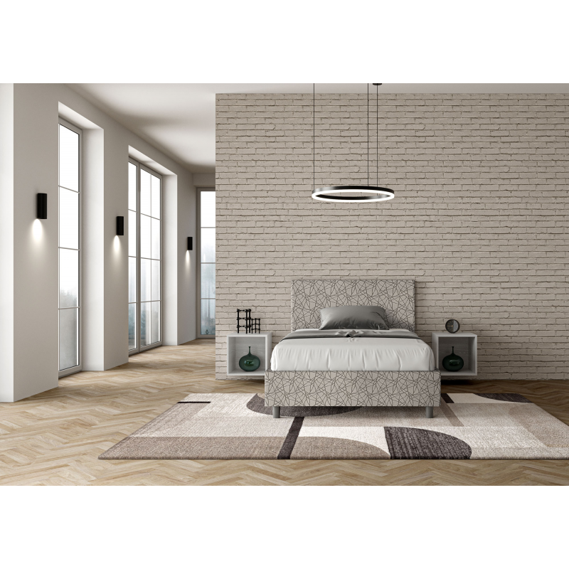 Letto imbottito 1 piazza e mezza 120x190 cm tessuto Era Adele