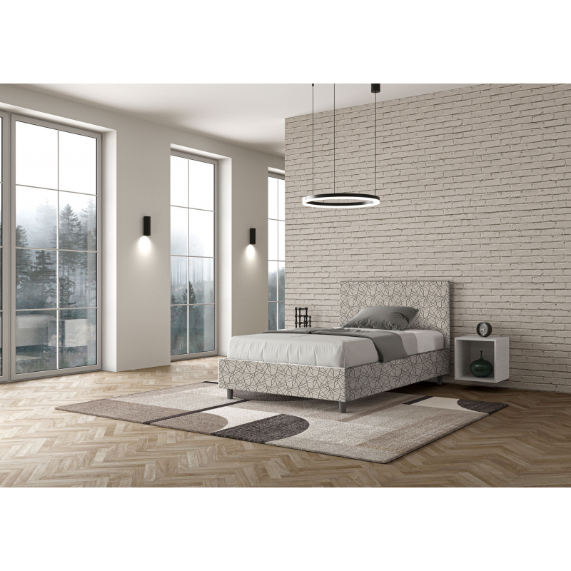 Letto imbottito 1 piazza e mezza 120x190 cm tessuto Era Adele