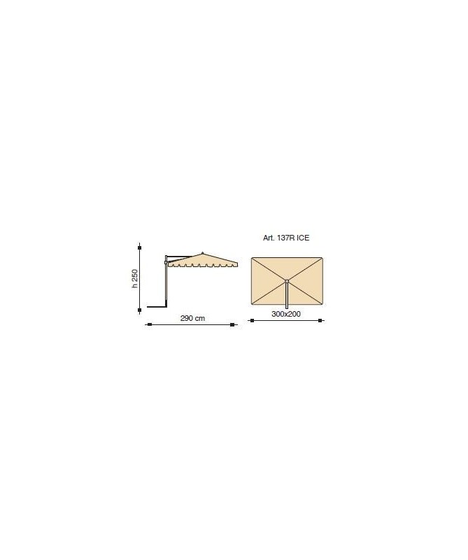 Ombrellone palo laterale Kronos Ice Made in Italy - 2x3