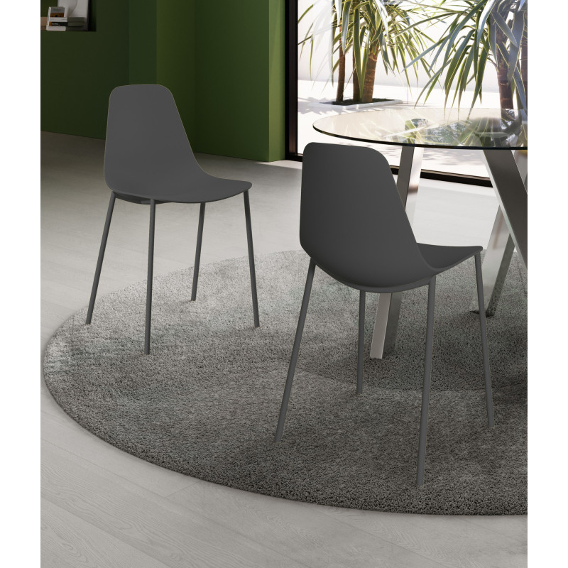 Set di 4 SEDIe IN POLIPROPILENE Frida 49cm X 48.5cm H 88cm Stones