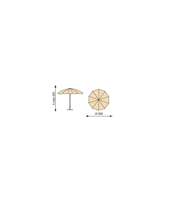 Ombrellone palo centrale Inox Made in Italy - diametro 200 cm