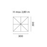 Ombrellone Roma 3x3 m antracite Made in Italy Moia robusto e elegante