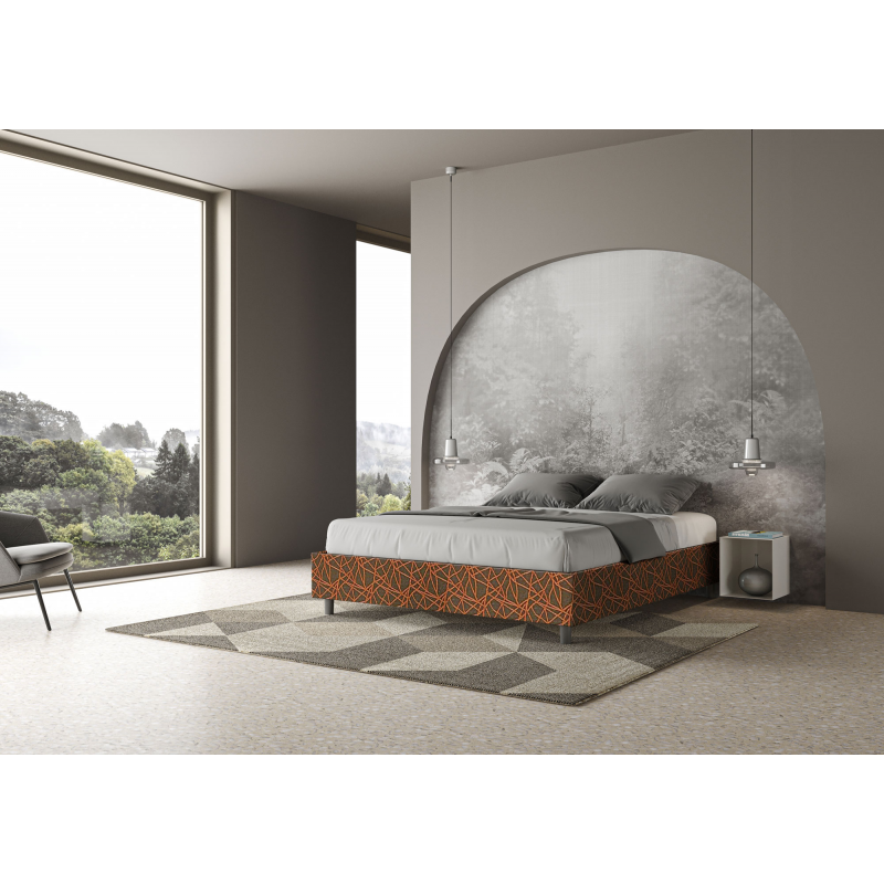 Letto Sommier imbottito Matrimoniale 160x190 cm tessuto Era Azelia
