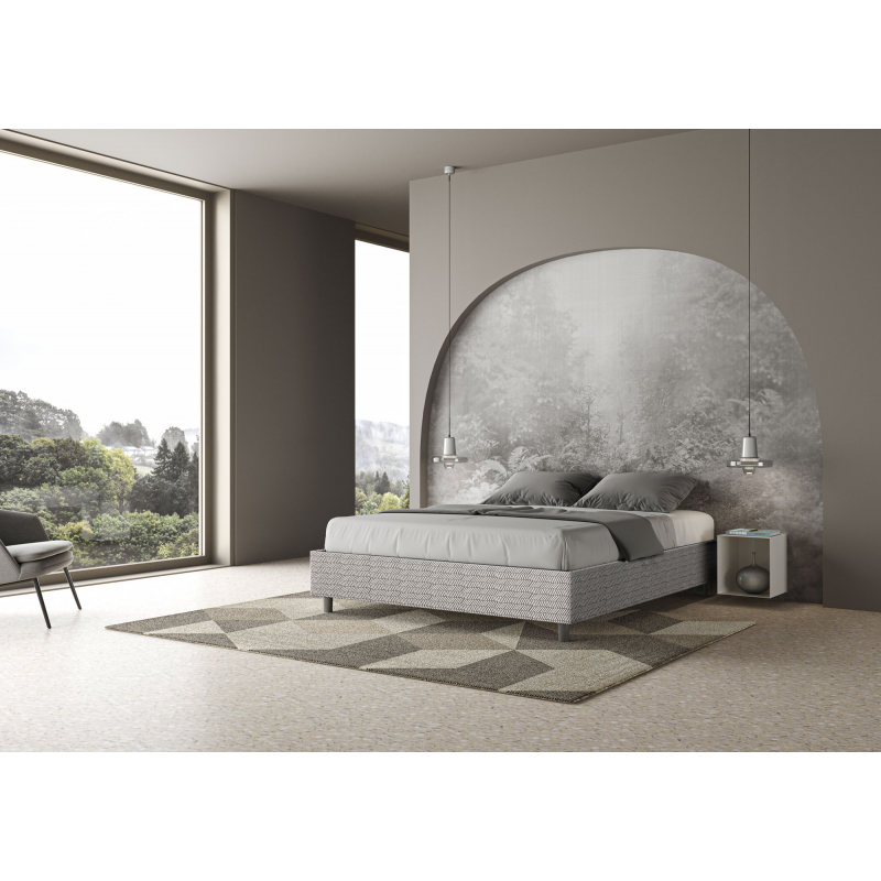 Letto Sommier imbottito Matrimoniale 160x190 cm tessuto Aragona Azelia
