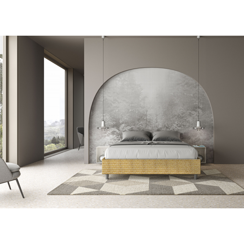 Letto Sommier imbottito Matrimoniale 160x190 cm tessuto Aragona Azelia