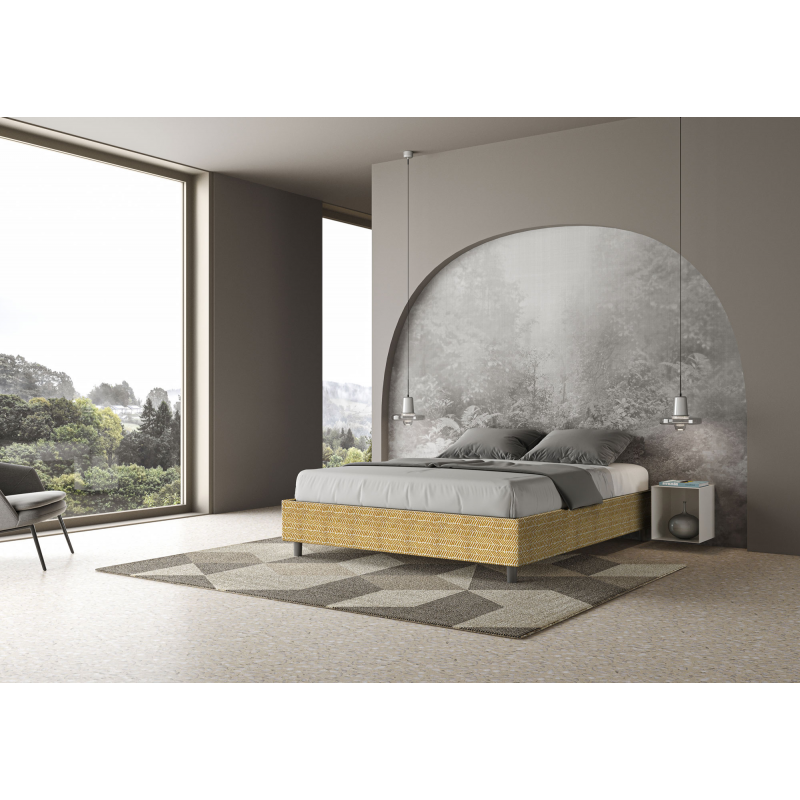 Letto Sommier imbottito Matrimoniale 160x190 cm tessuto Aragona Azelia