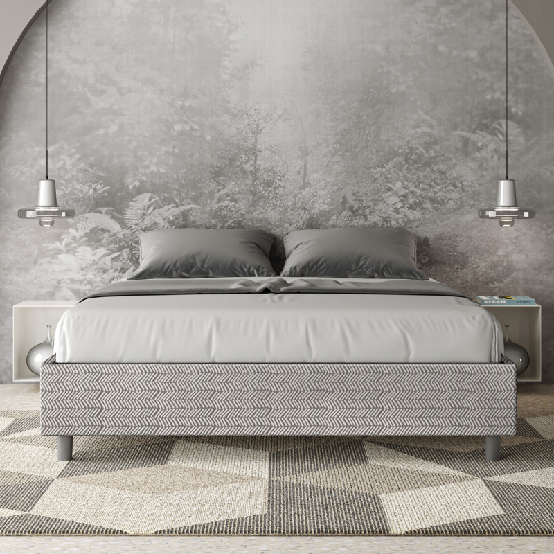 Letto Sommier imbottito Matrimoniale 160x190 cm tessuto Aragona Azelia