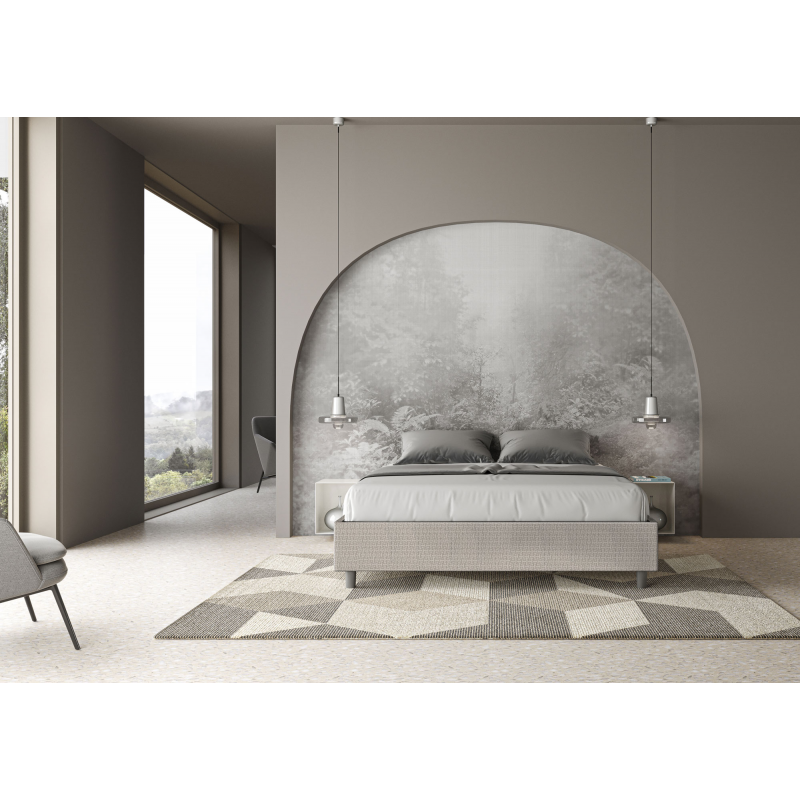 Letto Sommier imbottito Matrimoniale 160x200 cm tessuto Labirinto Azelia