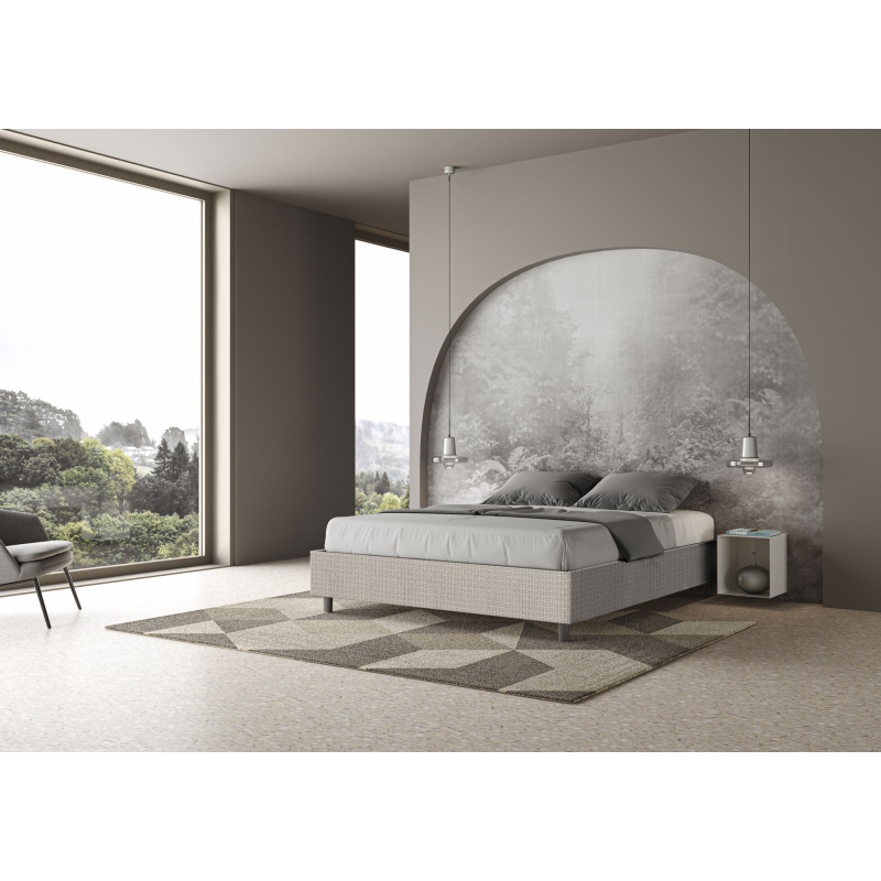 Letto Sommier imbottito Matrimoniale 160x200 cm tessuto Labirinto Azelia