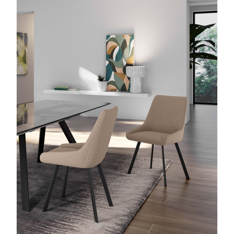Set di 4 Sedie in Microfibra Fox 48cm X 60cm H 87cm Stones