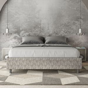 Zoom Letto Sommier imbottito Matrimoniale 160x200 cm tessuto Era Azelia