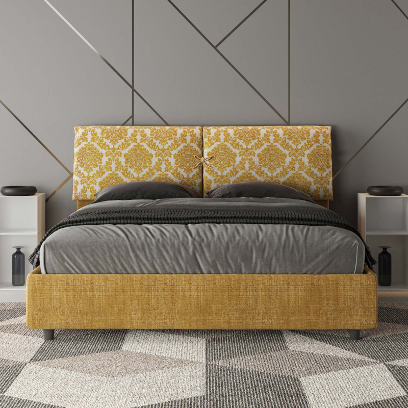 Letto imbottito Matrimoniale 160x190 cm tessuto Agata Mados