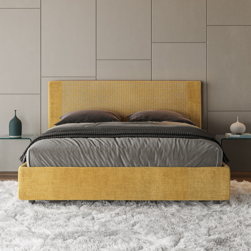 Letto imbottito Matrimoniale 160x190 cm tessuto Labirinto Rosal