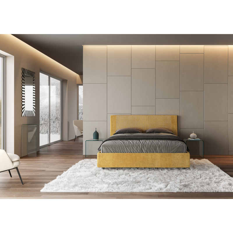 Letto imbottito Matrimoniale 160x190 cm tessuto Labirinto Rosal