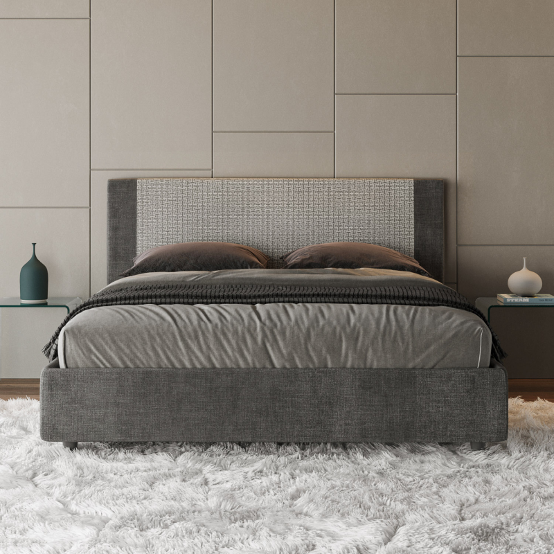 Letto imbottito Matrimoniale 160x190 cm tessuto Labirinto Rosal