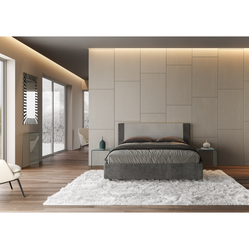 Letto imbottito Matrimoniale 160x190 cm tessuto Labirinto Rosal