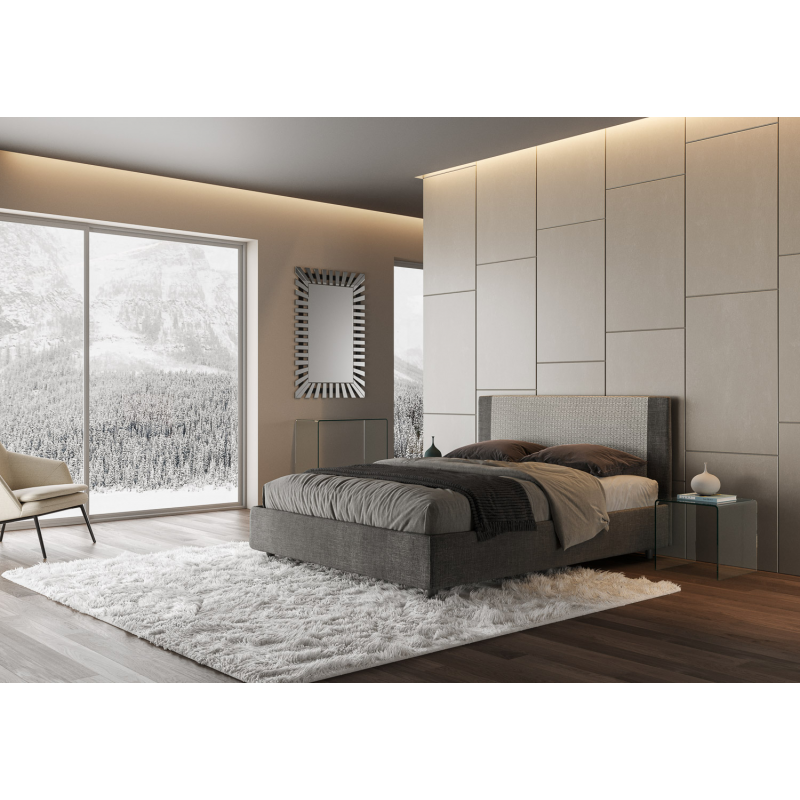 Letto imbottito Matrimoniale 160x190 cm tessuto Labirinto Rosal