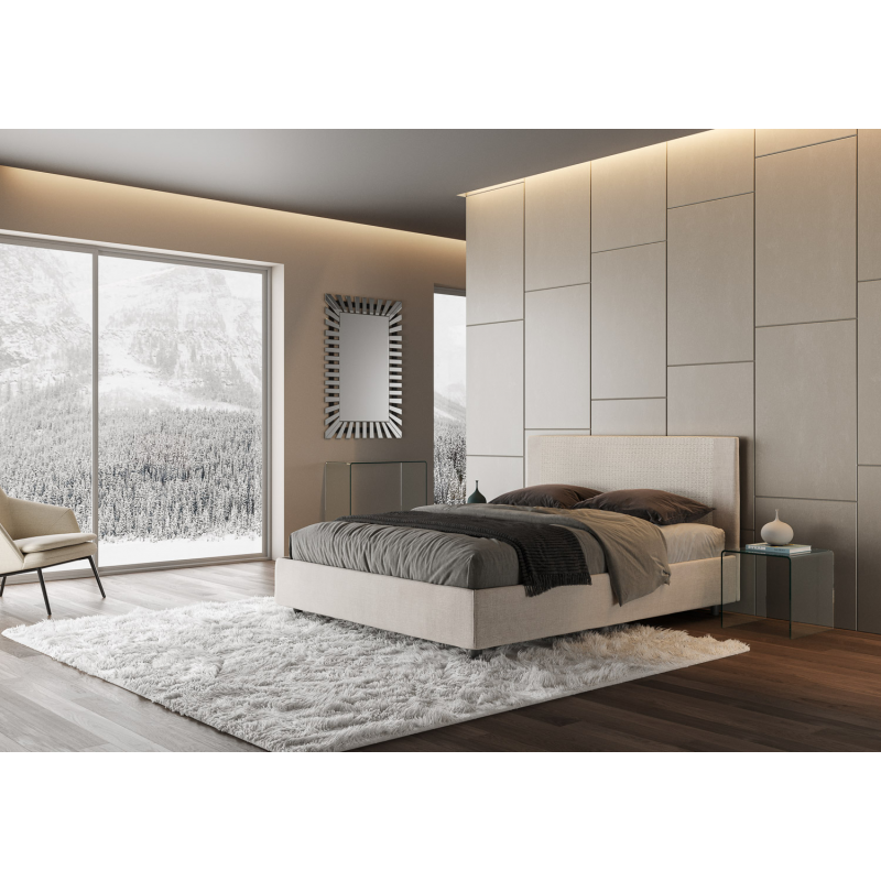 Letto imbottito Matrimoniale 160x190 cm tessuto Labirinto Rosal