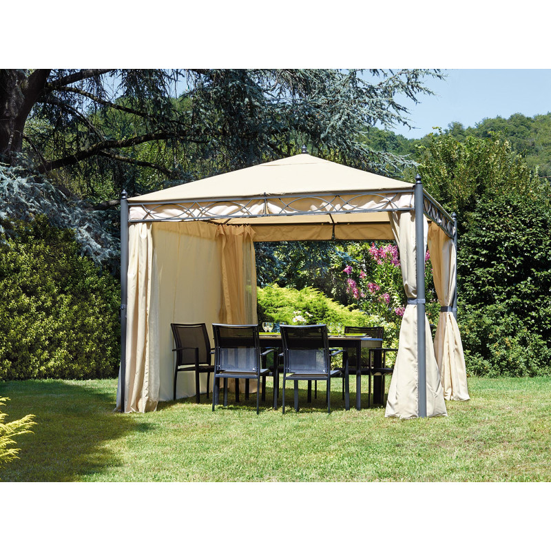 Gazebo quadrato 3x3 m ferro epoxy antracite resistente elegante