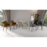 Set di 4 Sedie rivestita in tessuto easy-clean Gambe in metallo verniciato Nero Sophia 53.5cm X 62.5cm H 80cm Stones