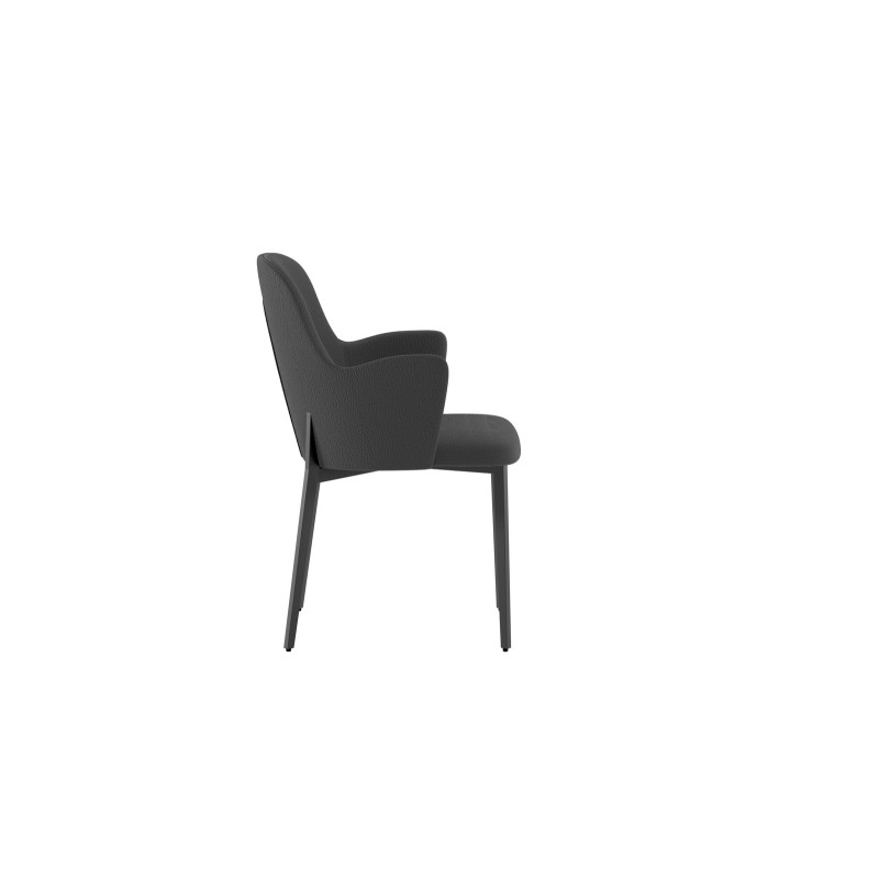 Set di 4 Sedie rivestita in tessuto easy-clean Gambe in metallo verniciato Nero Sophia 53.5cm X 62.5cm H 80cm Stones
