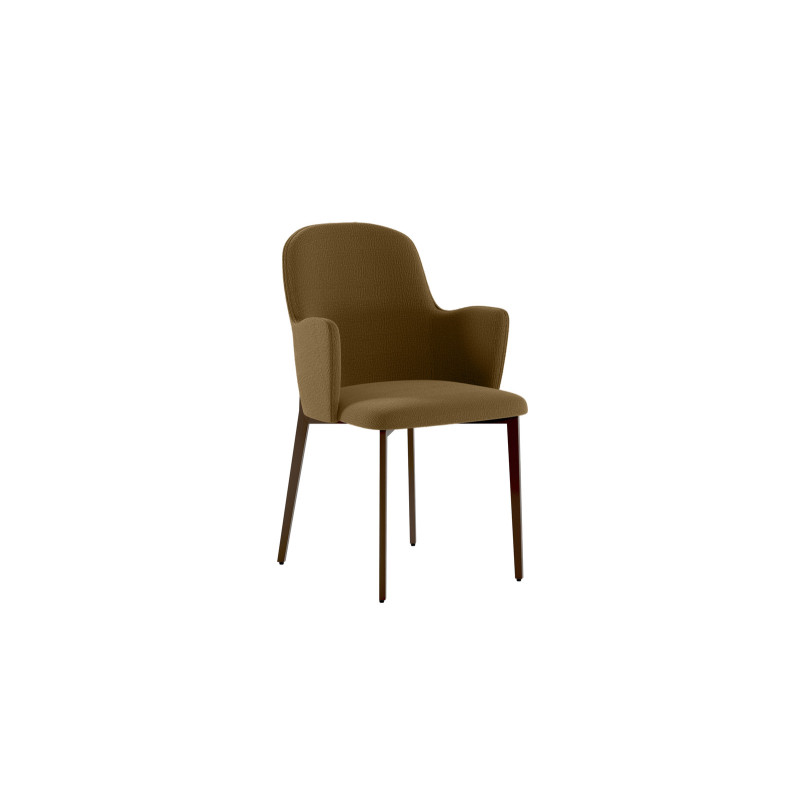 Set di 4 Sedie rivestita in tessuto easy-clean Gambe in metallo verniciato Bronzo Sophia 53.5cm X 62.5cm H 80cm Stones