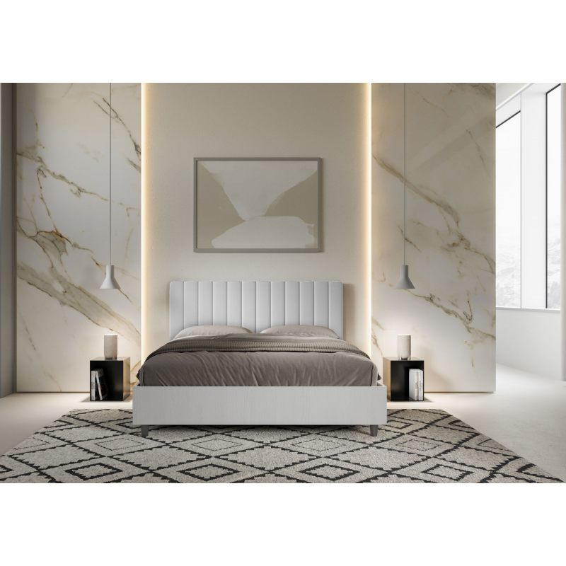 Letto Matrimoniale 160x190 cm struttura bianco frassino testata Kaia