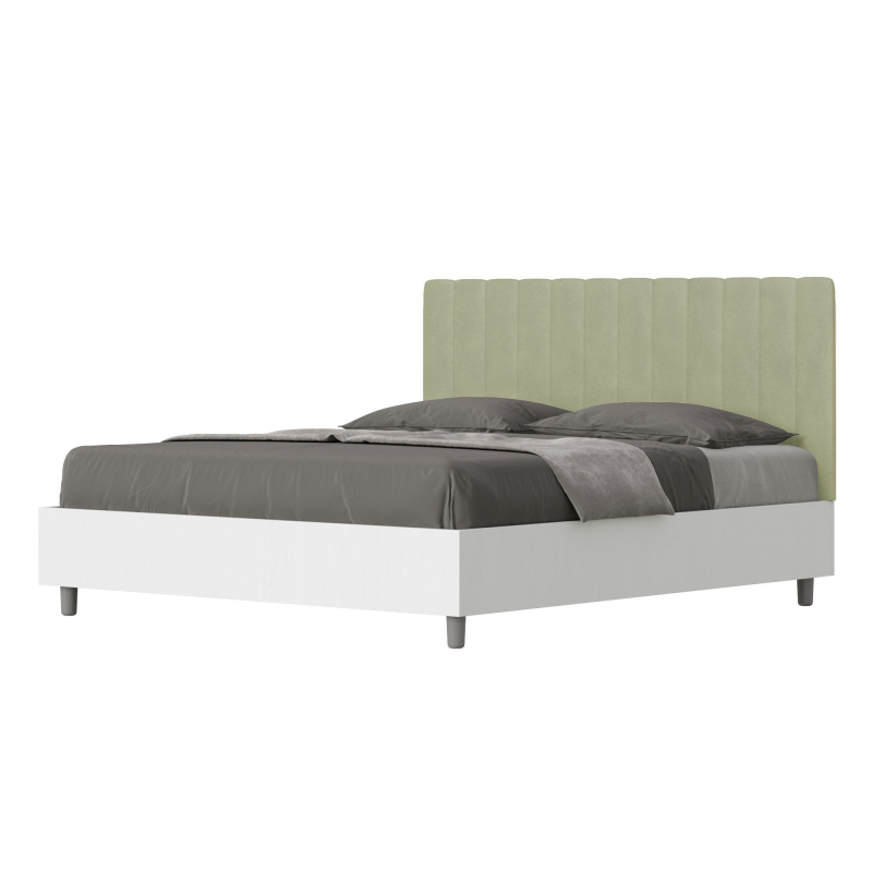 Letto Matrimoniale 160x190 cm struttura bianco frassino testata Kaia