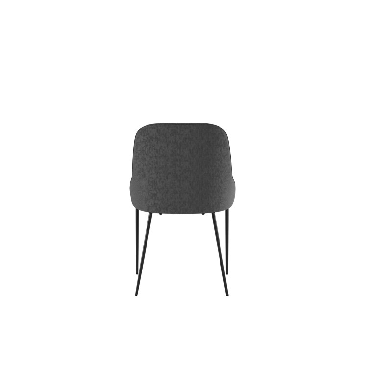 Set di 4 Sedie rivestita in tessuto easy-clean Gambe in metallo verniciato Nero Ginevra 54cm X 63cm H 89cm Stones