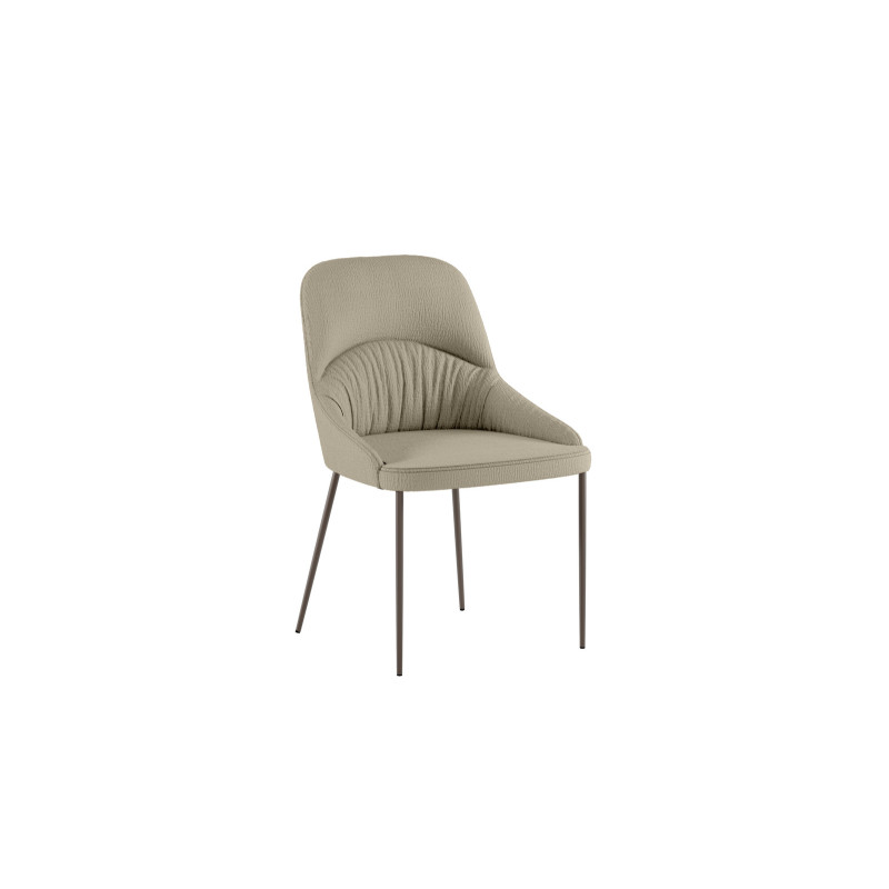 Set di 4 Sedie rivestita in tessuto easy-clean Gambe in metallo verniciato Bronzo Ginevra 54cm X 63cm H 89cm Stones