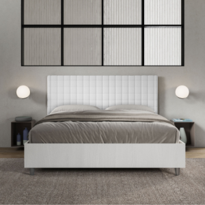 Zoom Letto Matrimoniale 160x190 cm struttura bianco frassino testata Burmy