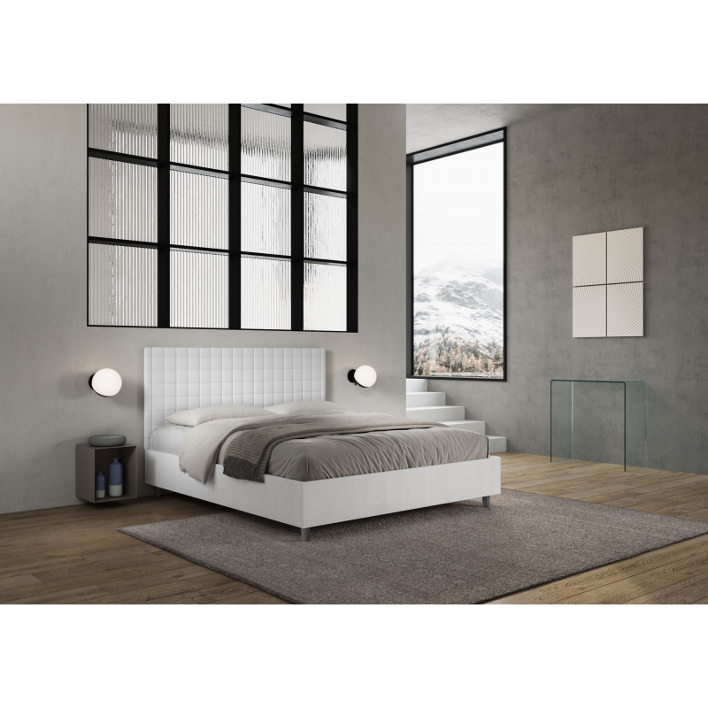 Letto Matrimoniale 160x190 cm struttura bianco frassino testata Burmy