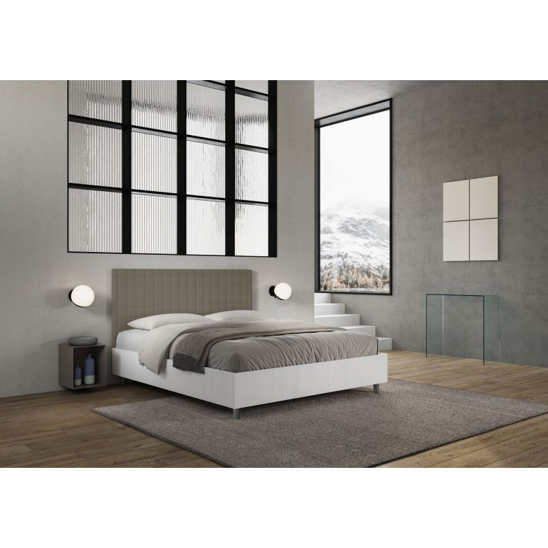 Letto Matrimoniale 160x190 cm struttura bianco frassino testata Burmy
