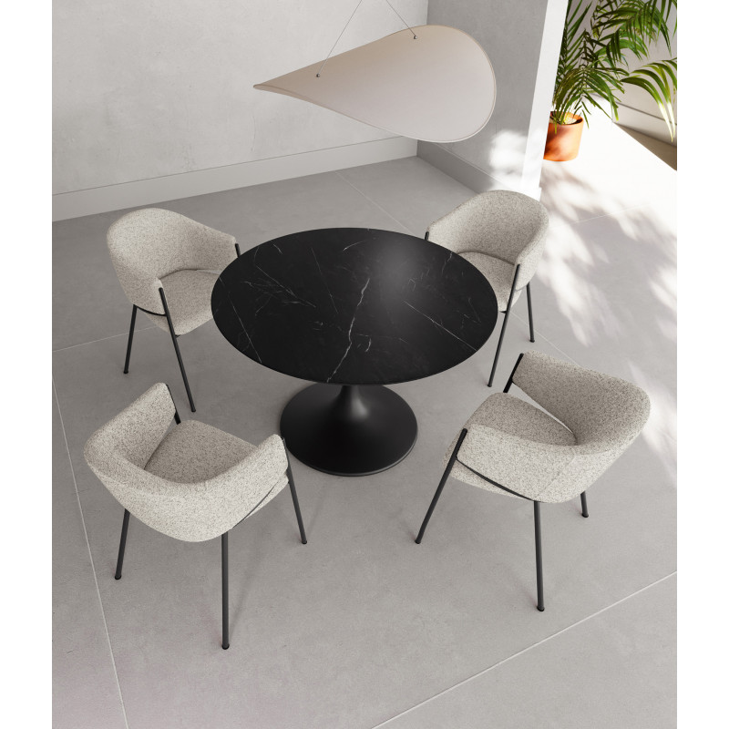 Tavolo fisso con top in ceramica Base in metallo verniciato Side 100cm X 100cm H 76cm Stones