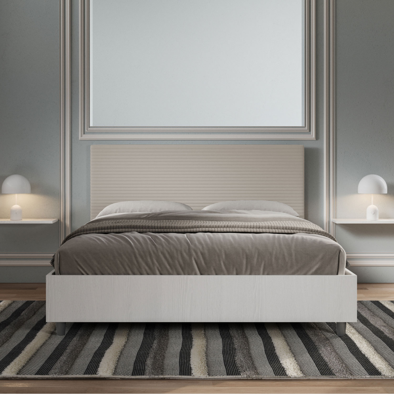 Letto Matrimoniale 160x190 cm struttura bianco frassino testata Level